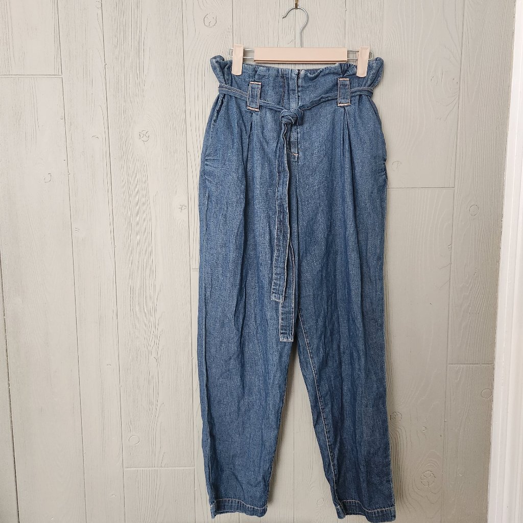 L'agence Violette Graham Paperbag Waist Non-Stretch Denim Pant, Size 25, Nwt